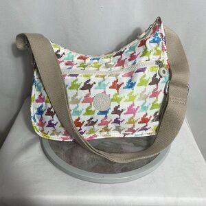 Kipling Colorful Abstract Print Nylon Shoulder Bag Crossbody Adjustable Strap